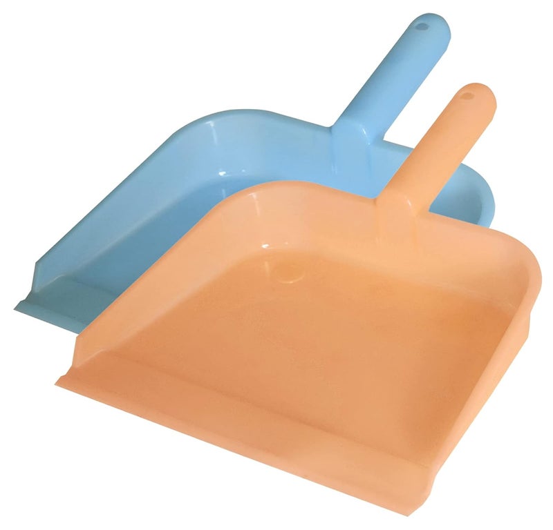 Kuber Industries Round 10 Plastic Dustpan Pack of 2 Blue Light Pink - Image 1