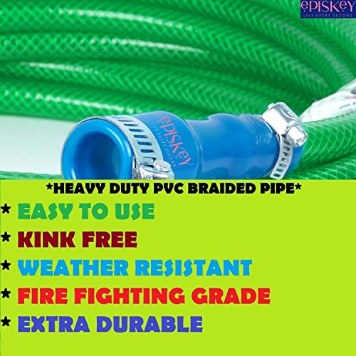 Episkey Heavy Duty 30 Meter Garden Hose | Flexible Expandable WaterPipe with Double Latex Core & Braided Outer Layer | Stainless Metal Spray Nozzle Gun, Tap Connector, 2 Hose Clamps | Leak & Kink free - Image 5