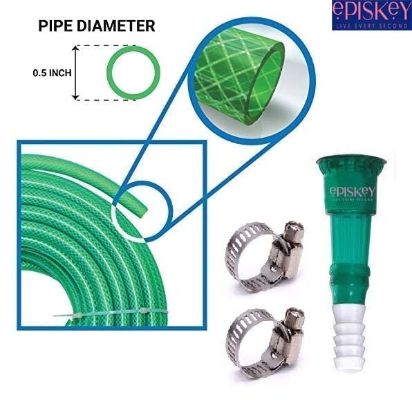 Episkey Heavy Duty 30 Meter Garden Hose | Flexible Expandable WaterPipe with Double Latex Core & Braided Outer Layer | Stainless Metal Spray Nozzle Gun, Tap Connector, 2 Hose Clamps | Leak & Kink free - Image 3
