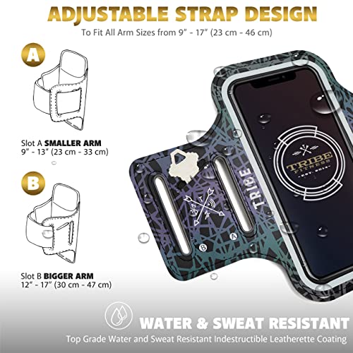 TRIBE Water Resistant Cell Phone Armband Case Running Holder for iPhone Pro Max Plus Mini SE (13/12/11/X/XS/XR/8/7/6/5) Galaxy S Ultra Plus Edge Note (21/20/10/9/8/7/6/5) Adjustable Strap & Key Pocket - Image 4