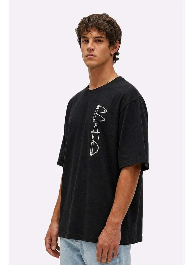 Bad Bear Sharper Black Oversized Printed Men's T-Shirt.