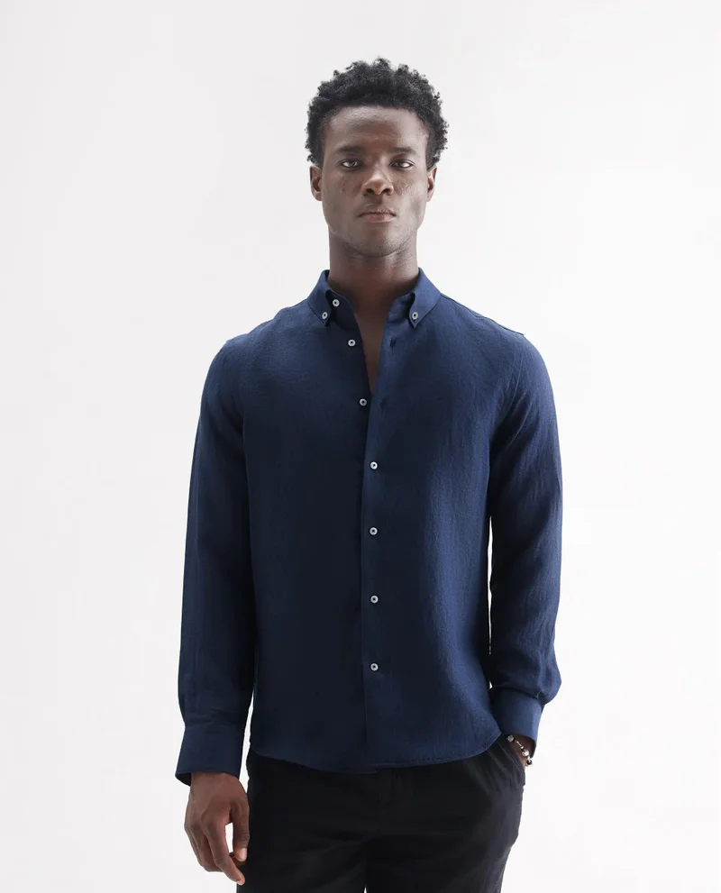 Rare Rabbit Men's Classic 100% Linen Plain Shirt