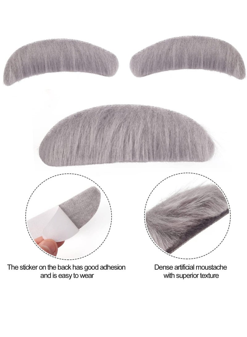 Old Man Costume for Kids, 6 Pcs Old Man Costume, Old Man Wig, with Flat Cap, Glasses, Toy Crutch and Eyebrow Mustache Stickers, for 100th Day of School, Grandpa Cosplay - Image 4