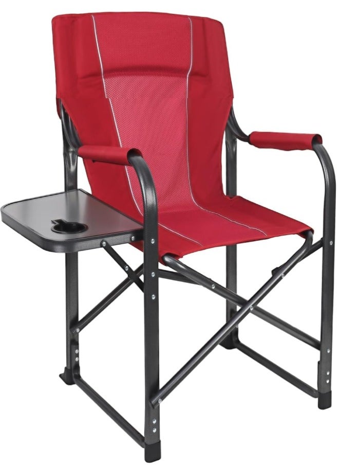Cady One Outdoor Camping Chair, Folding Chair, Oversized Folding Fishing Chair with Side Table, Outdoor Folding Beach Cup Holder, Portable Folding Deck Chair, (Red)  - Image 1