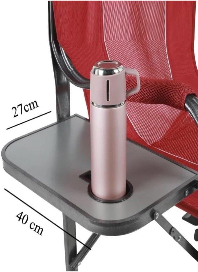 Cady One Outdoor Camping Chair, Folding Chair, Oversized Folding Fishing Chair with Side Table, Outdoor Folding Beach Cup Holder, Portable Folding Deck Chair, (Red)  - Image 4
