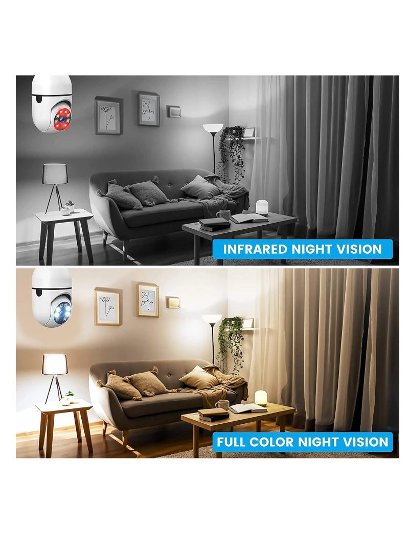 2 Pack Wireless Light Bulb Camera, 360°Panoramic Security Camera, 2.4GHz WiFi Smart 1080P Outdoor Surveillance Camera, HEAVY DUTY - Image 5