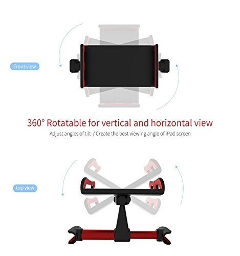 Techzere Car Rear Seat Headrest Mobile Phone Mount & Tablet Holder Mobile Phones and Tablets Upto 10.5 Inch Diagonal Screen Size. (Red & Black) - Image 5