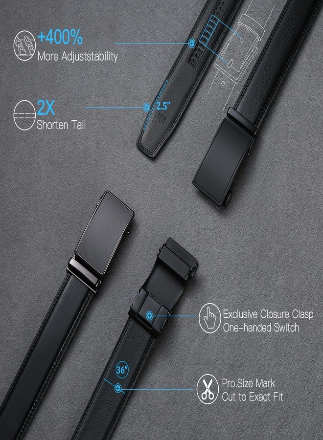 SENDEFN GOIACII Men's Leather Belt Automatic Ratchet Buckle Slide Belt for Dress Casual Trim to Fit with Gift Box - Image 2