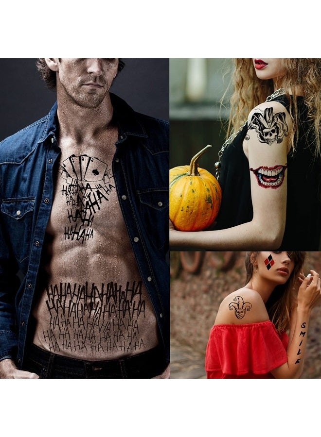 Jeefonna 12 Sheets Joker Tattoos for Suicide Squad, Harley Quinn Tattoos Perfect for Halloween, Costumes, Party Harley Quinn Accessories and Cosplay - Image 2