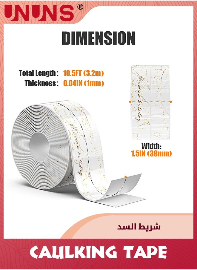 UNUNS Caulking Tape,Self Adhesive Caulk Tape For Toilet,Waterproof Caulk Strip Sealing Strips Tape For Bathroom Bathtub Kitchen Shower Sealer,38mmx3.2m  - Image 2