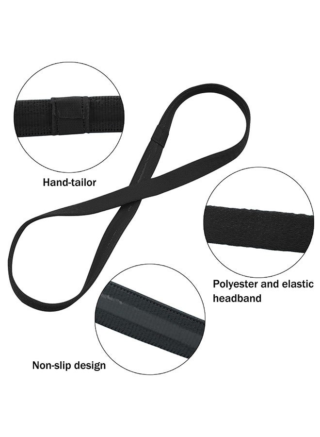 Generic Sport Headbands, 4 Pcs Thick Non-Slip Hair Headbands for Women and Men, Elastic Sport Hairband Athletic Head Bands for Gym Hockey Football Tennis Yoga(Black, White, Grey, Royal Blue) - Image 2
