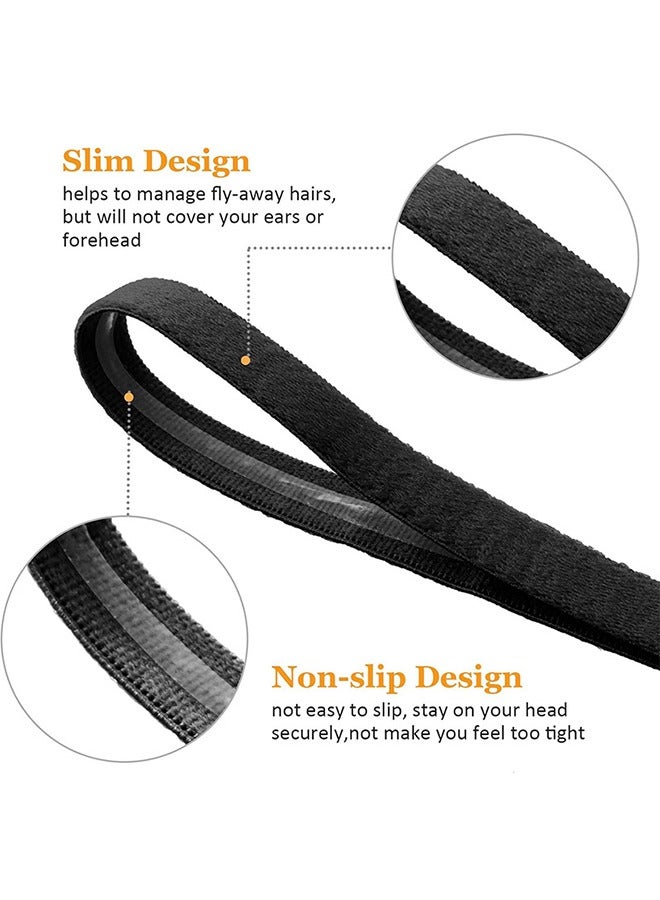 Generic Sport Headbands, 4 Pcs Thick Non-Slip Hair Headbands for Women and Men, Elastic Sport Hairband Athletic Head Bands for Gym Hockey Football Tennis Yoga(Black, White, Grey, Royal Blue) - Image 3