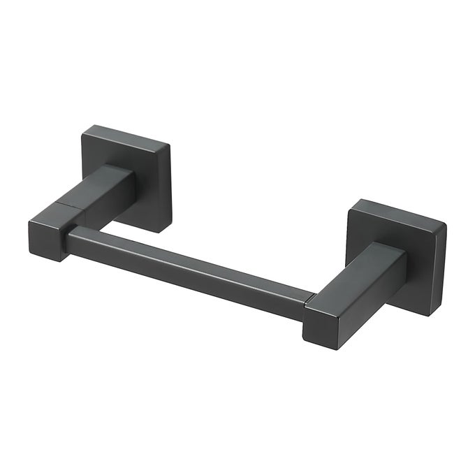 BLACK TOILET PAPER HOLDER DOUBLE POST PIVOTING BATHROOM TISSUE ROLL HOLDER WALL MOUNTED MODERN DOUBLE BASE TOILET PAPER BAR