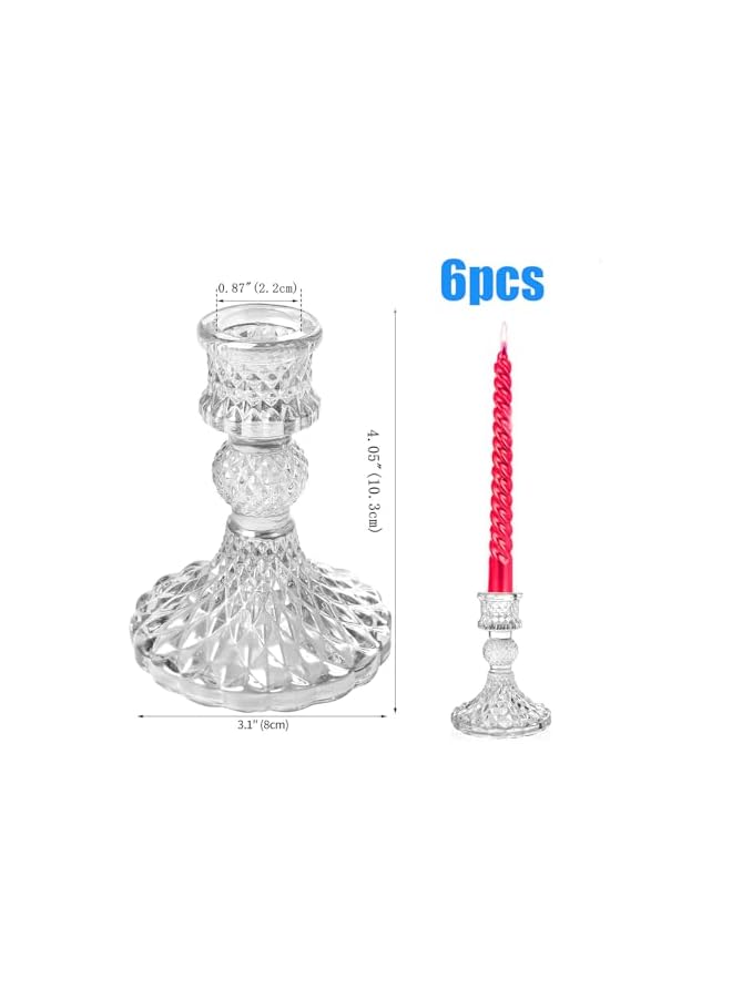 The Bros Glass Candle Holder, Clear Candlestick Holder & Taper Candle Holder for Wedding Party Table, Spring Decor, Anniversary, Dining Room Table, Valentine's Day (Transparent) - Image 2