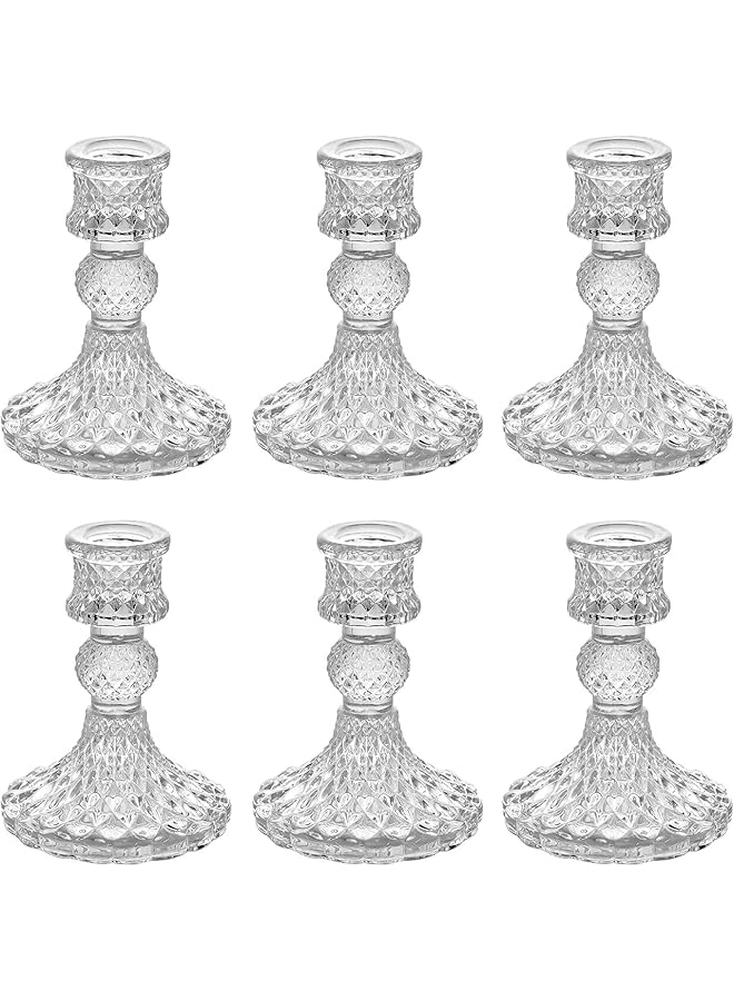 The Bros Glass Candle Holder, Clear Candlestick Holder & Taper Candle Holder for Wedding Party Table, Spring Decor, Anniversary, Dining Room Table, Valentine's Day (Transparent) - Image 1
