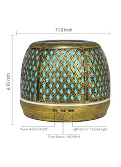 روبوست مرطب هواء وموزع زيوت أساسية من Robust، بسعة 500 مل، التردد الفوق صوتي، مع علاجات الروائح، 7 ألوان LED، تقنية التشغيل والإيقاف التلقائي وجميع الميزات المحدثة، جسم من النحاس المعدني بأسلوب أوراق التمر  - Image 5