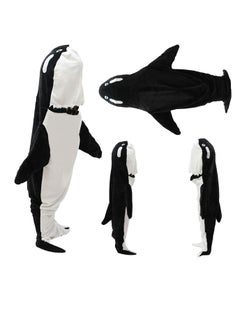 Excefore Wearable Whales Blanket, Wearable Shark Blanket Hoodie, Whale Blanket for Adult Kids, Super Soft Cozy Flannel Wearable Blanket Hoodie, for Girls Interesting Blanket Gifts, L  - Image 3