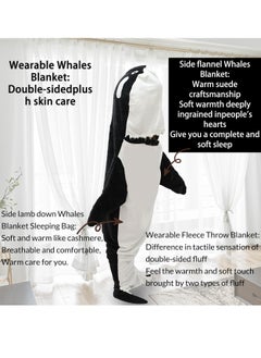 Excefore Wearable Whales Blanket, Wearable Shark Blanket Hoodie, Whale Blanket for Adult Kids, Super Soft Cozy Flannel Wearable Blanket Hoodie, for Girls Interesting Blanket Gifts, L  - Image 2