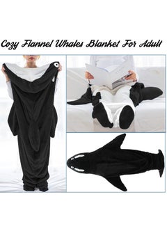 Excefore Wearable Whales Blanket, Wearable Shark Blanket Hoodie, Whale Blanket for Adult Kids, Super Soft Cozy Flannel Wearable Blanket Hoodie, for Girls Interesting Blanket Gifts, L  - Image 4