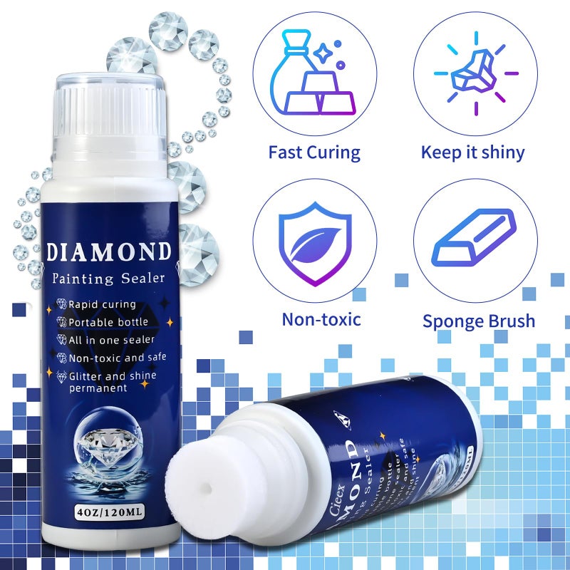 Faburo 2pcs Diamond Painting Sealer Protectant Brightener(120ml*2), Diamond Art Painting Accessories Glue, Diamond Art Glue Sealer Supplies Clear Finish Permanent Hold & Shine Effect (8OZ) - Image 2