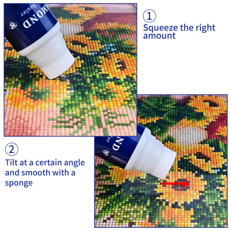 Faburo 2pcs Diamond Painting Sealer Protectant Brightener(120ml*2), Diamond Art Painting Accessories Glue, Diamond Art Glue Sealer Supplies Clear Finish Permanent Hold & Shine Effect (8OZ) - Image 5