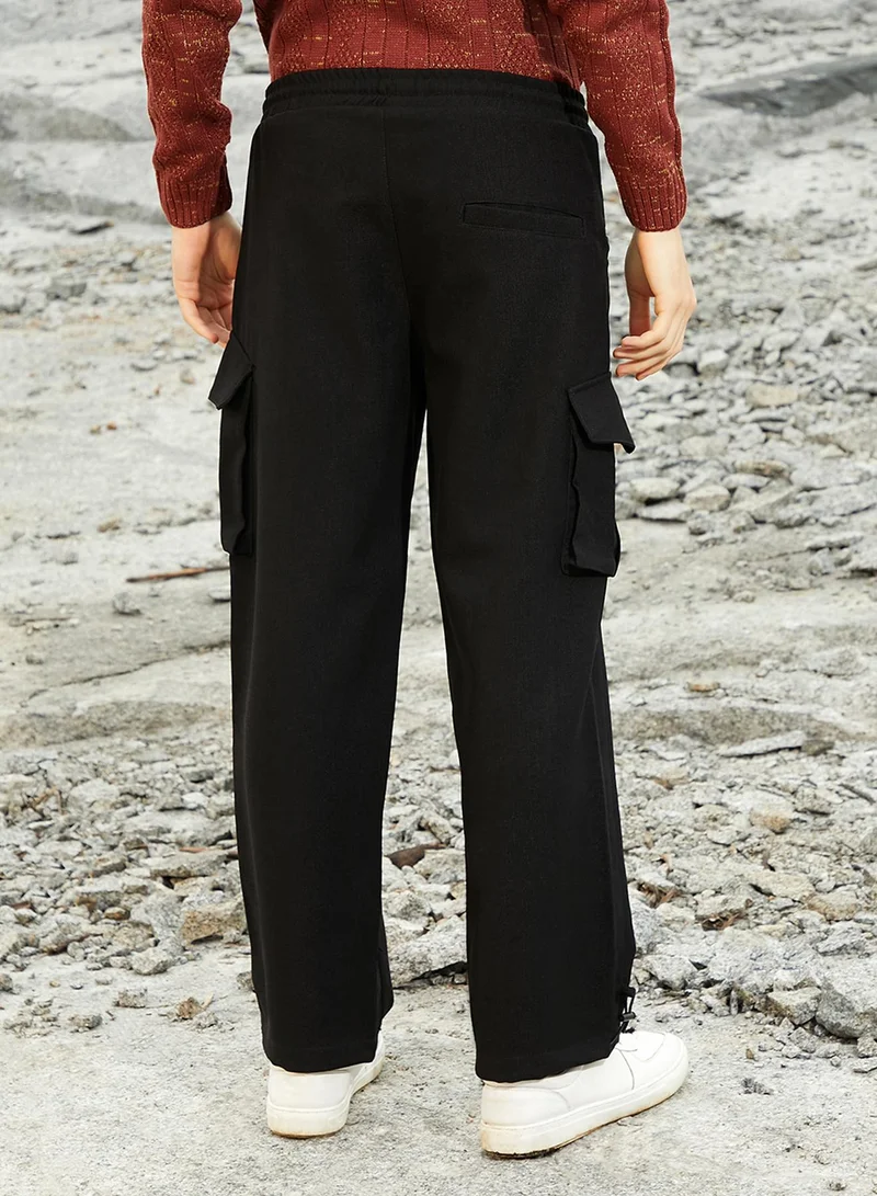 CAHOOT  Men's Onyx Black Straight-Fit Utility Trousers for Men | Best Price UAE