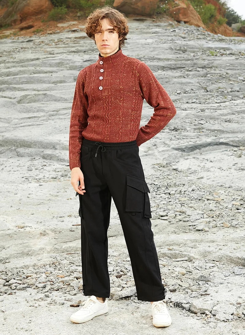 CAHOOT  Men's Onyx Black Straight-Fit Utility Trousers for Men | Best Price UAE