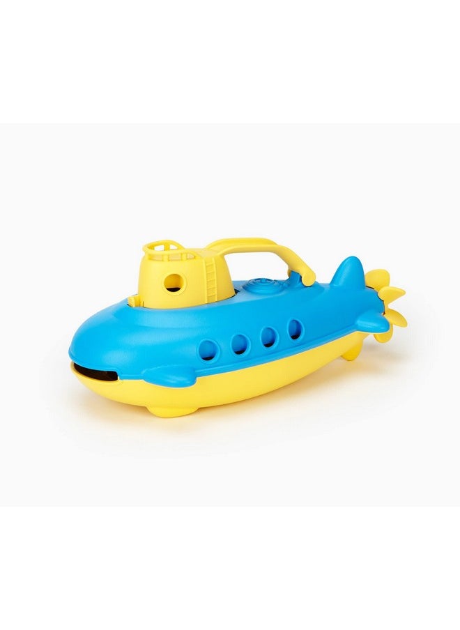 Green Toys Green Toys Submarine in Yellow & blue - BPA Free, Phthalate Free, Bath Toy with Spinning Rear Propeller. Safe Toys for Toddlers, Babies  - Image 2