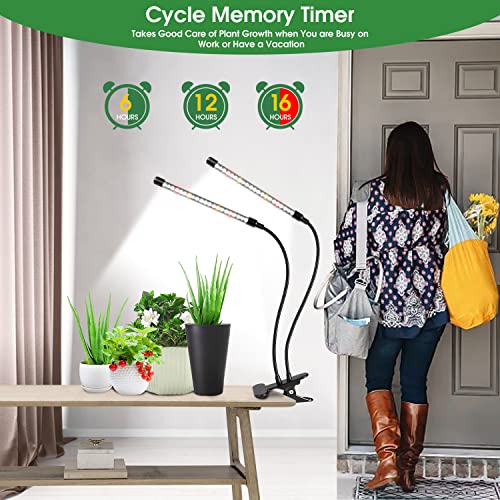 wolezek Grow Lights for Indoor Plants, 6000K 40 LEDs Full Spectrum Plant Grow Lights Indoor, White Grow Lamp with Clip, Auto ON & Off Timer 6/12/16H, 3 Modes, 5-Level Dimmable Brightness - Image 4