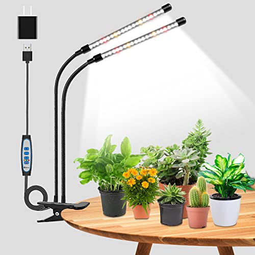 wolezek Grow Lights for Indoor Plants, 6000K 40 LEDs Full Spectrum Plant Grow Lights Indoor, White Grow Lamp with Clip, Auto ON & Off Timer 6/12/16H, 3 Modes, 5-Level Dimmable Brightness - Image 1