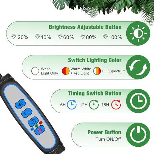 wolezek Grow Lights for Indoor Plants, 6000K 40 LEDs Full Spectrum Plant Grow Lights Indoor, White Grow Lamp with Clip, Auto ON & Off Timer 6/12/16H, 3 Modes, 5-Level Dimmable Brightness - Image 5