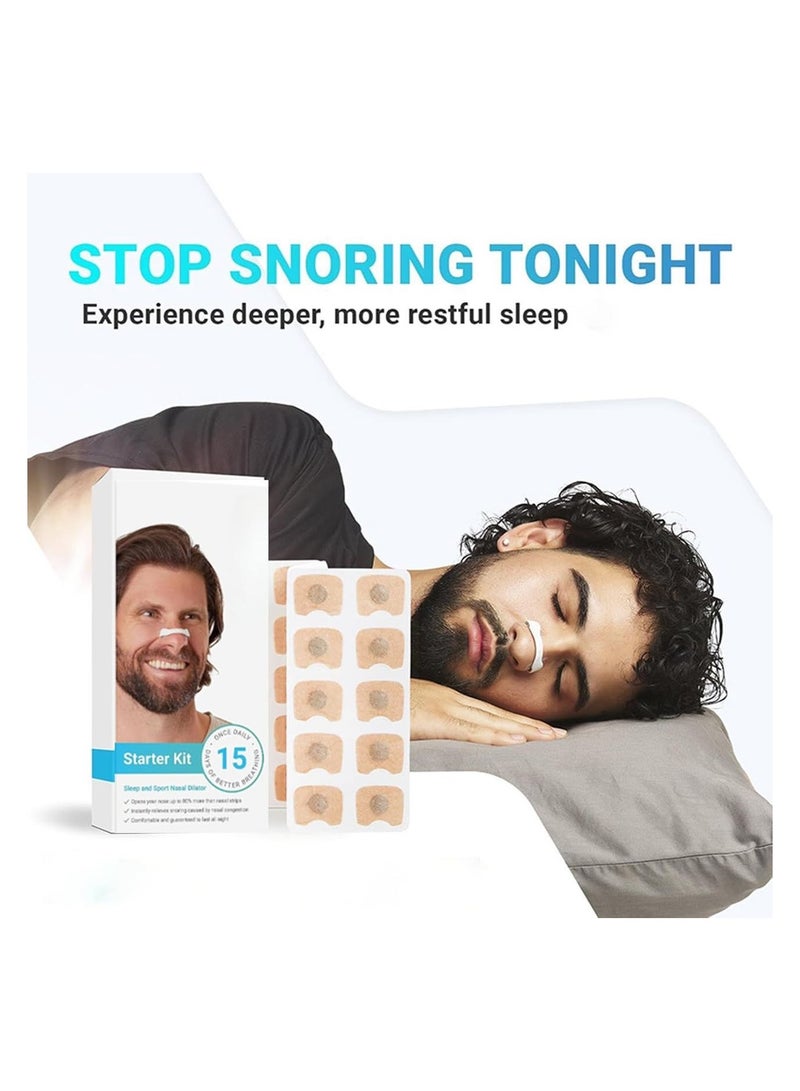 يوكا نوْم أفضل، شرائط الأنف المضادة للشخير، لاصقات أنف آمنة وفعّالة، تنفّس أفضل، شرائط الأنف لتحسين التنفّس، معدات مضادة للشخير للجنسين للاستخدام المنزلي (15 زوجًا من لاصقات الأنف، متوفرة باللون الأبيض) - Image 3