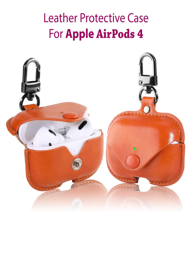 Waldic - Apple AirPods 4 Leather Protective Case Cover For Apple AirPods 4 - Brown - Image 1