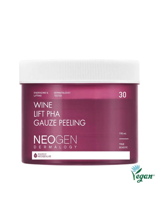 NEOGEN Dermalogy Wine Lift PHA Gauze Peeling Pads, 30 Pads (190ml) - Image 1