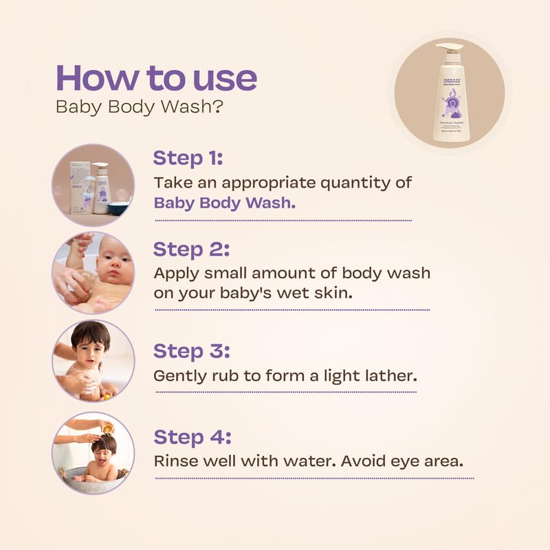 Maate Baby Body Wash (400 ml) | With Ayurvedic Herbs Beetroot, Manjistha & Neem extracts | Body Wash for Dry & Sensitive Skin | Natural & Vegan | Tear-free & pH Balanced | Soap Free | Body Wash - Image 5