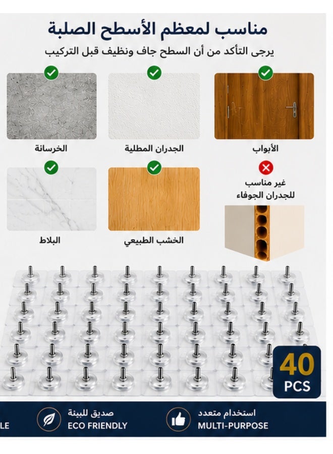 40-Piece Invisible Drill-Free Picture Hanger Set – Heavy-Duty Transparent Adhesive Wall Hooks for Picture Frames, Decorations, Keys & More, Holds Up to 5 kg - Image 4