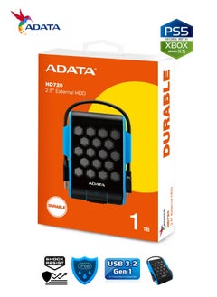 أداتا محرك الأقراص الصلبة الخارجي ADATA HD720 المتين بسعة 1 تيرابايت ومضاد للصدمات | IP68 مقاوم للماء والغبار | أزرق  - Image 2