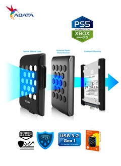 أداتا محرك الأقراص الصلبة الخارجي ADATA HD720 المتين بسعة 1 تيرابايت ومضاد للصدمات | IP68 مقاوم للماء والغبار | أزرق  - Image 5