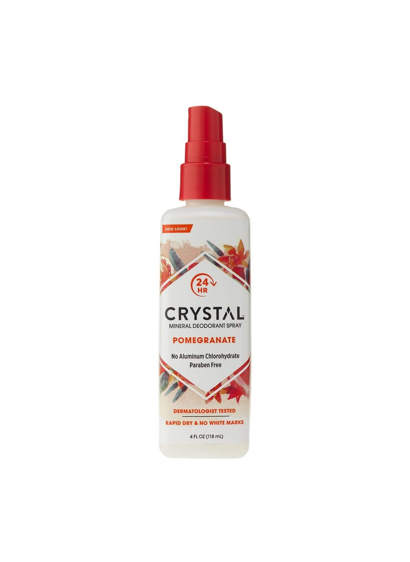 CRYSTAL ESSENCE Crystal Mineral Deodorant Spray, Pomegranate, 4.0 oz (Pack of 12) 