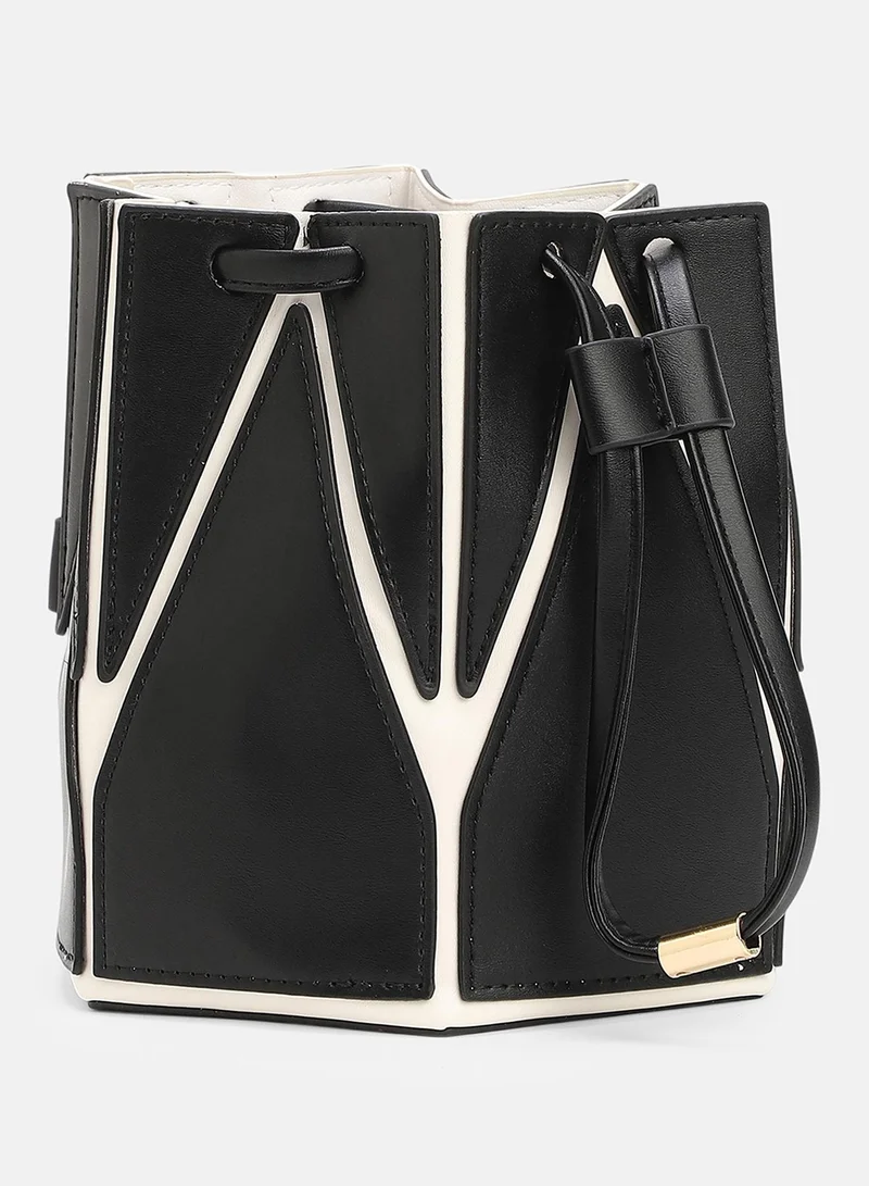 Haute Sauce Solid Drawstring Lock Regular Vegan Leather Hand Bag For Women