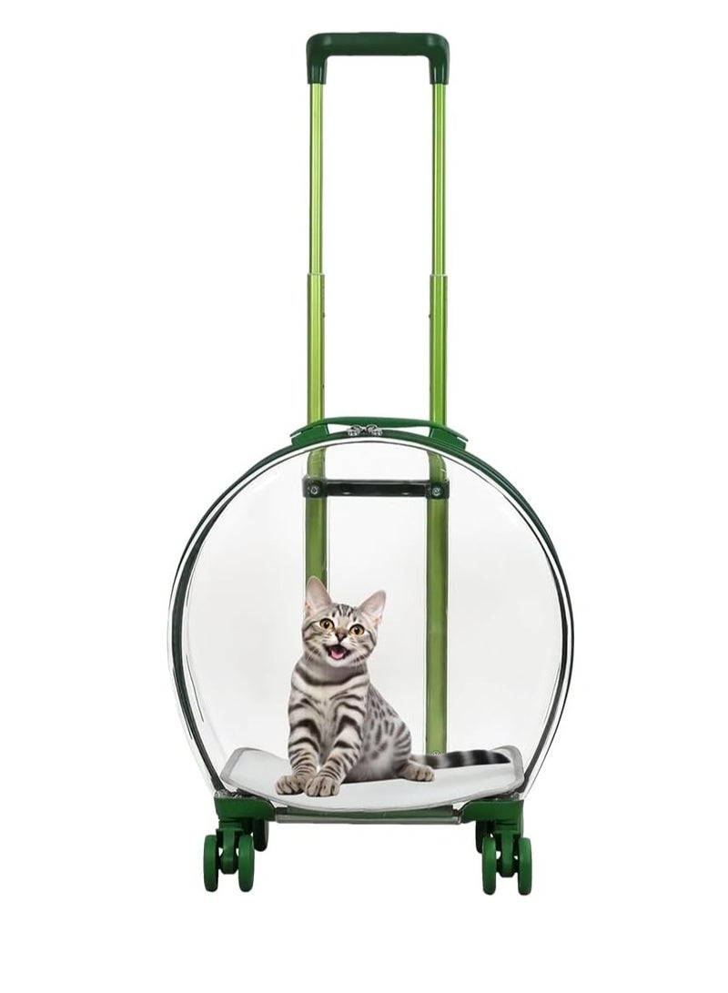 NNC PETS Transparent pet carrier with Telescopic handle, Removable mat, Durable zipper, Ventilation holes, and Rolling wheels, Travel-friendly pet carrier for cats and small dogs, 93 cm (Green) - Image 1