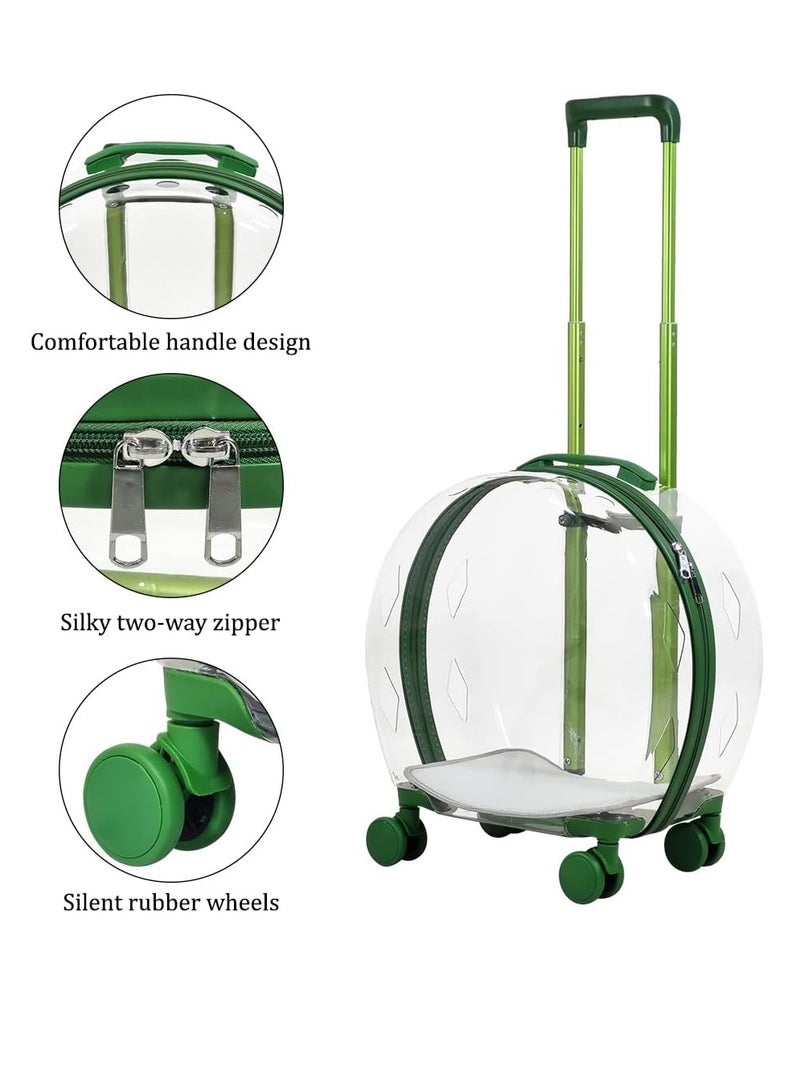 NNC PETS Transparent pet carrier with Telescopic handle, Removable mat, Durable zipper, Ventilation holes, and Rolling wheels, Travel-friendly pet carrier for cats and small dogs, 93 cm (Green) - Image 4