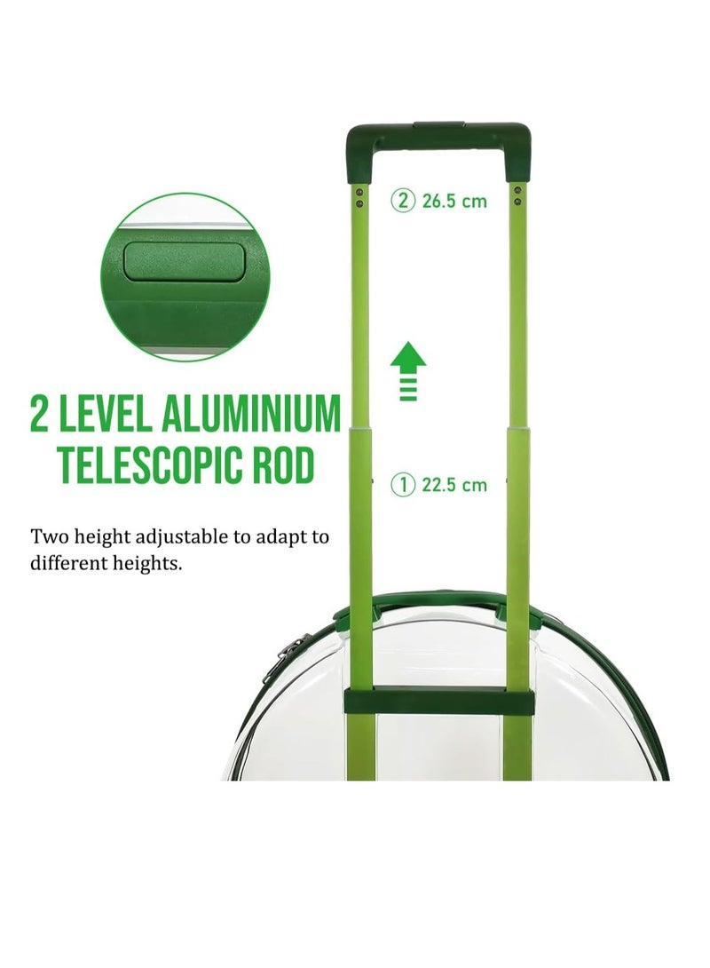 NNC PETS Transparent pet carrier with Telescopic handle, Removable mat, Durable zipper, Ventilation holes, and Rolling wheels, Travel-friendly pet carrier for cats and small dogs, 93 cm (Green) - Image 5