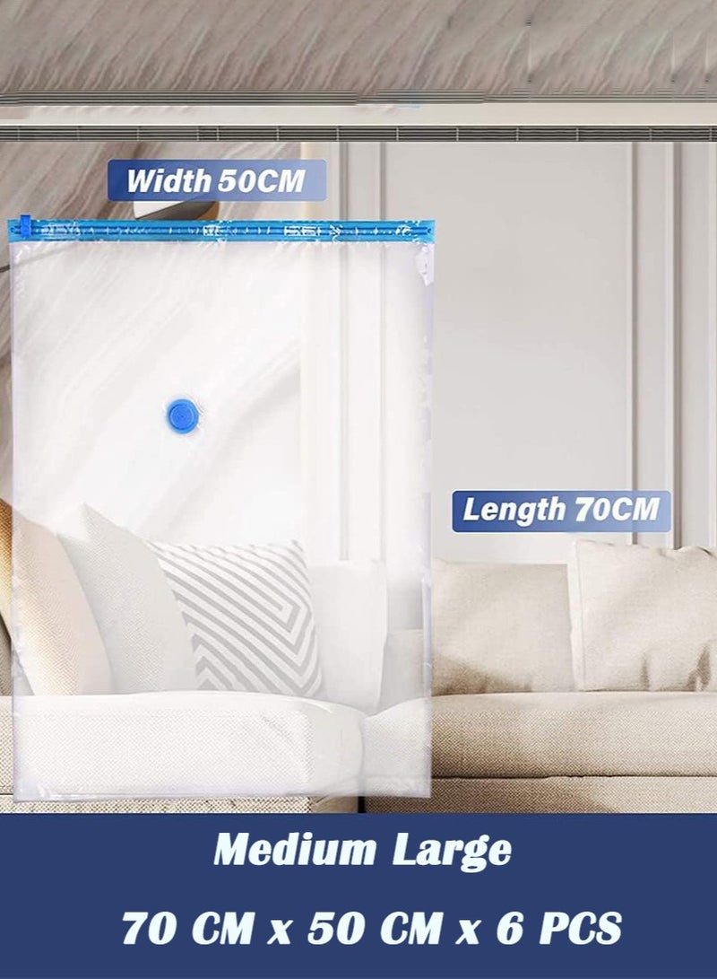 Vacuum Storage Bags for Clothes, Bedding, Pillows, Plastic Seal Bag With Pump, Travel Storage Bag , Reusable Vacuum Bag Package, 50x70CM, Set of 6 - Image 2