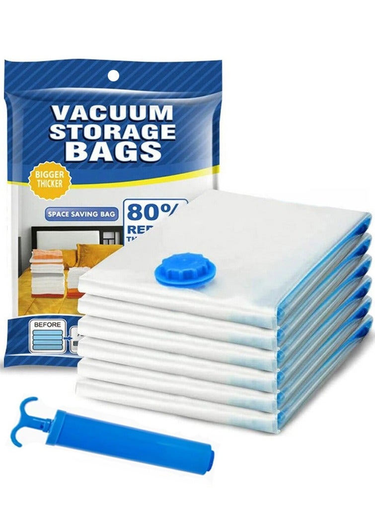 Vacuum Storage Bags for Clothes, Bedding, Pillows, Plastic Seal Bag With Pump, Travel Storage Bag , Reusable Vacuum Bag Package, 50x70CM, Set of 6 - Image 1