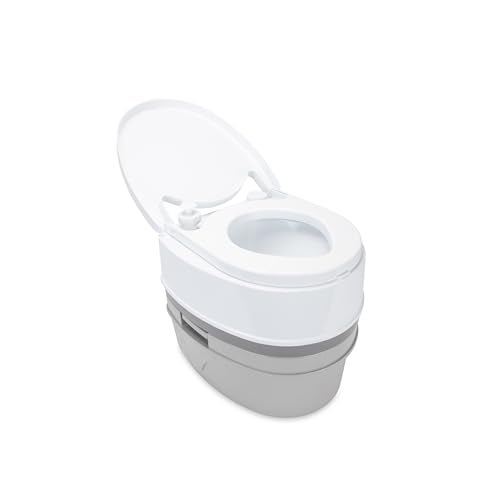 Camco Camper / RV Premium Travel Toilet - Features a 5.3-Gallon Detachable Holding Tank, Pump Flush Design & Spring-Loaded Latch (41544) - Image 1