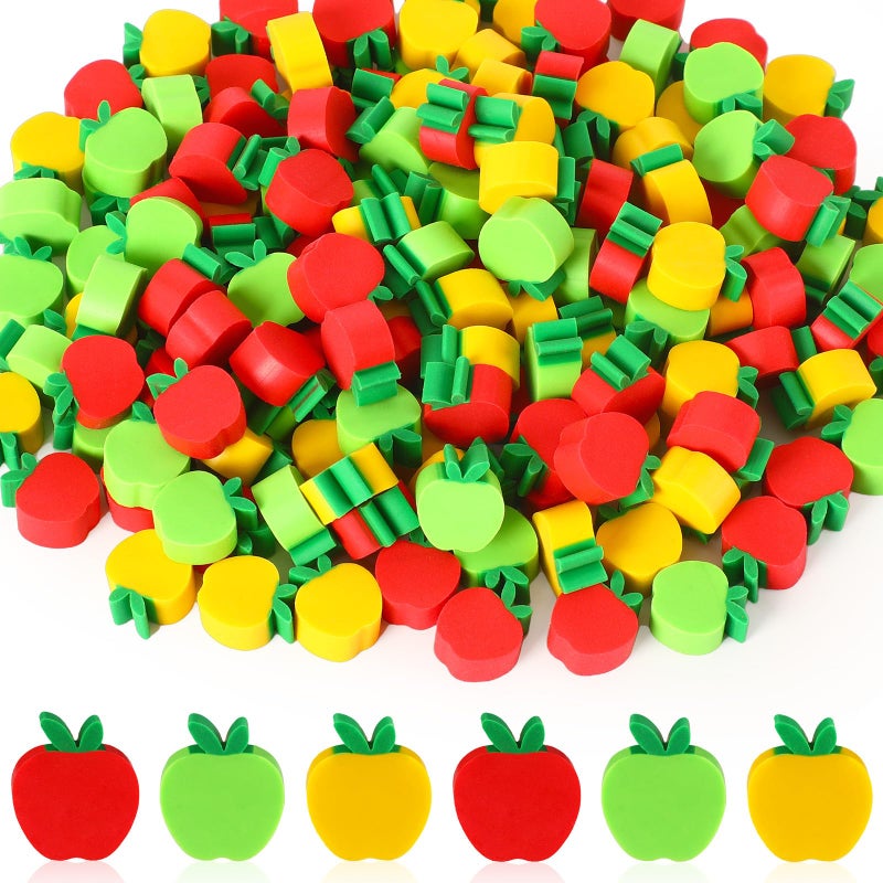 JUNEBRUSHS 150pcs Apples Erasers for Kids Bulk Welcome Back to School Gifts Mini Apples Erasers for First Day of School Teachers Supplies Students Classroom Prizes Homework Rewards - Image 2