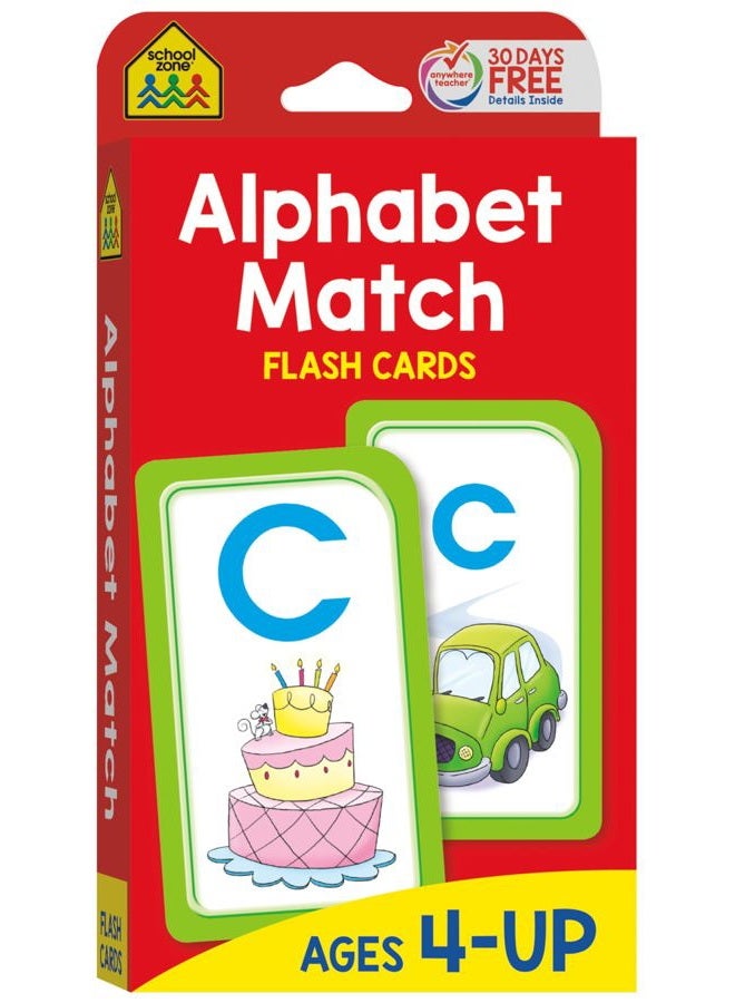 School Zone Alphabet Match Flash Cards - Ages 4 And Up, Preschool To Kindergarten, Abc'S, Letters, Matching, Beginning Sounds, Letter-Picture Recognition, And More - Image 1