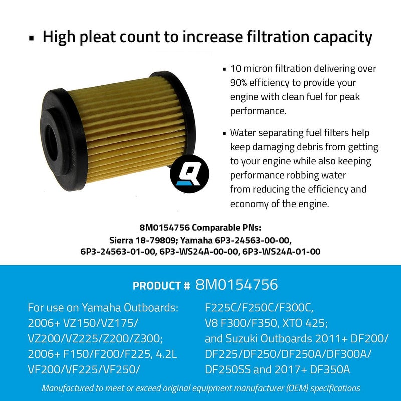 Quicksilver 8M0154756 Inline Water Separating Fuel Filter for Yamaha 125-425hp Outboards and Suzuki 200-350hp Outboards - Image 2