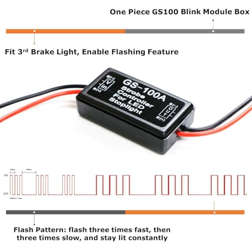 iJDMTOY 12V GS-100A LED Brake Stop Light Strobe Flash Module Controller Box Compatible With Car Truck Third or High Mount Brake Light Retrofit - Image 2